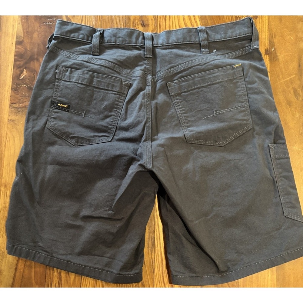 Ariat Rebar M4 Relaxed Mens 35 Grey Canvas Work Utility Cargo Shorts Gray EUC - Picture 2 of 8